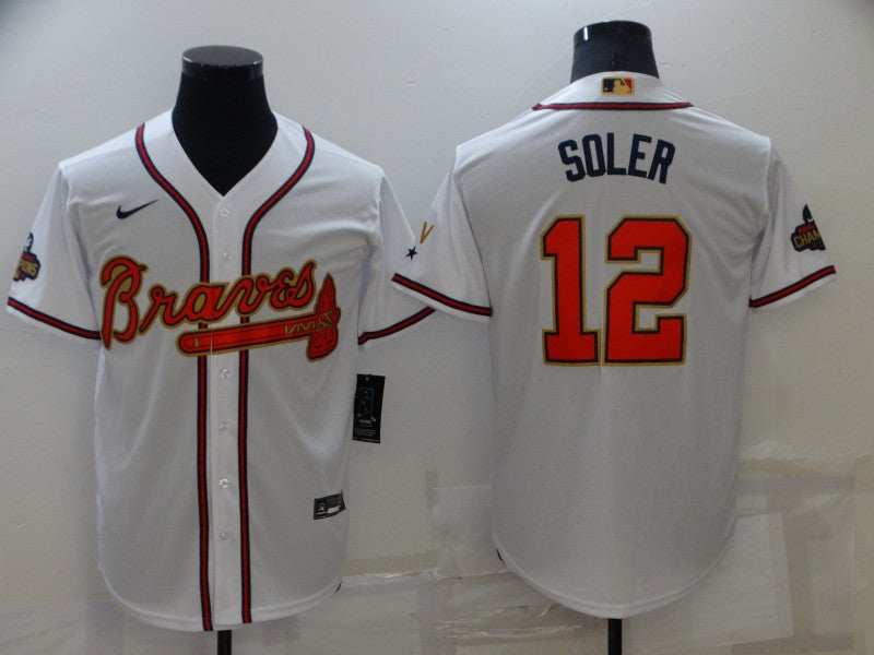 Men’s Atlanta Braves Jorge Soler #12 White Jersey