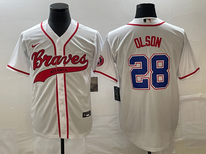 Men’s Atlanta Braves Matt Olson #28 White Jersey Joint Edition