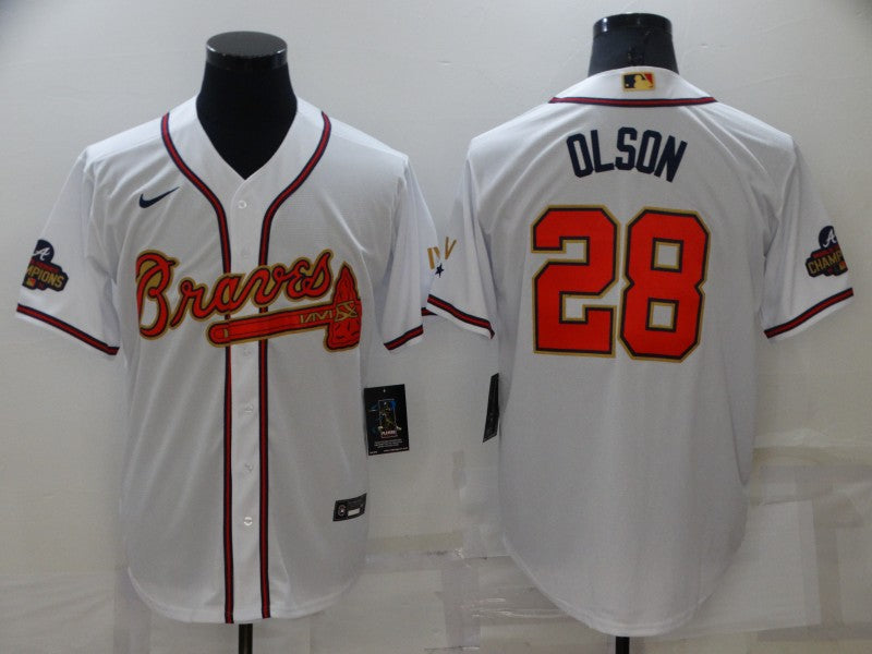 Men’s Atlanta Braves Matt Olson #28 White Jersey