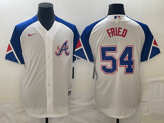 Men’s Atlanta Braves Max Fried #54 White 2023 City Connect Jersey