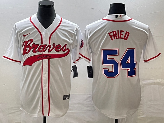 Men’s Atlanta Braves Max Fried #54 White Jersey Joint Edition
