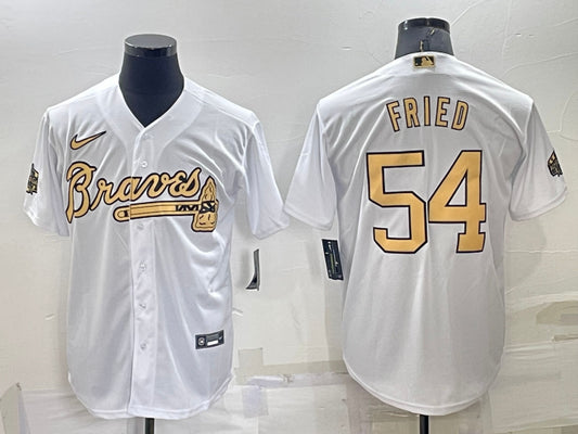 Men’s Atlanta Braves Max Fried #54 White Stitched Jersey