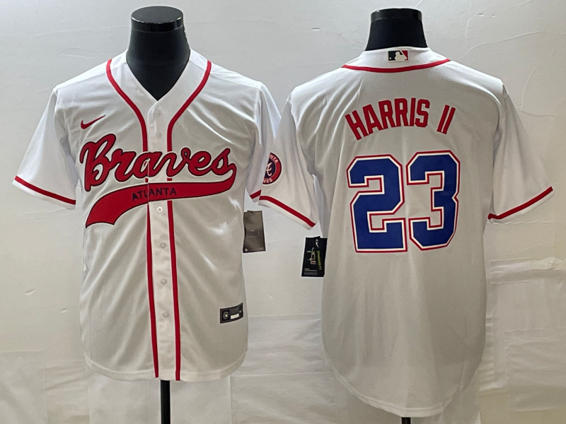 Men’s Atlanta Braves Michael Harris II #23 White Jersey Joint Edition