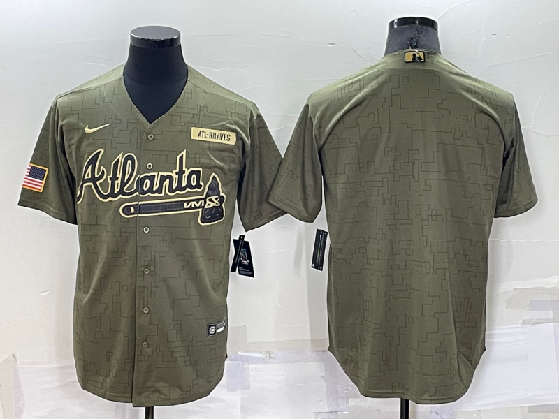 Men’s Atlanta Braves Olive Salute To Service Limited Blank Jersey