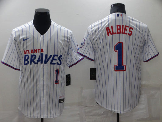 Men’s Atlanta Braves Ozzie Albies #1 White City Edition Jersey