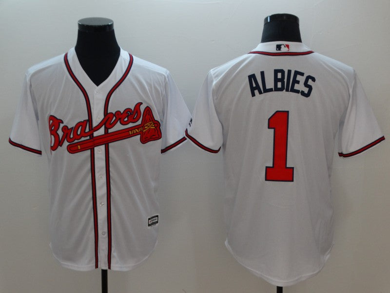 Men’s Atlanta Braves Ozzie Albies #1 White Jersey