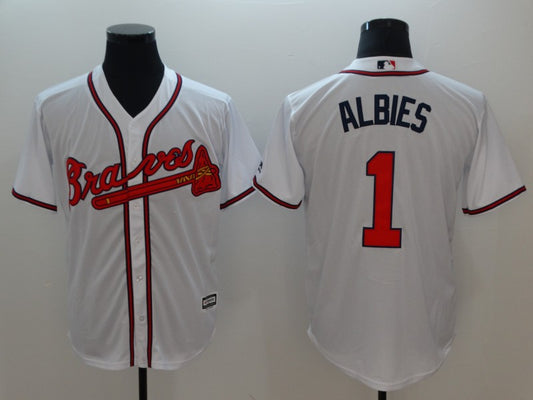 Men’s Atlanta Braves Ozzie Albies #1 White Jersey