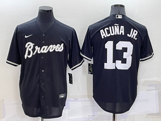 Men’s Atlanta Braves Ronald Acuna Jr. #13 Black Baseball Jersey