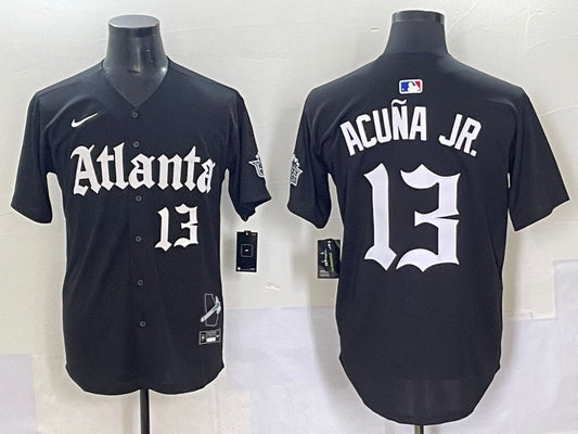 Men’s Atlanta Braves Ronald Acuna Jr. #13 Black Limited Jersey