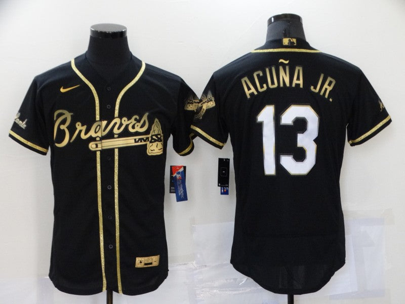 Men’s Atlanta Braves Ronald Acuna Jr. #13 Black Stitched Jersey