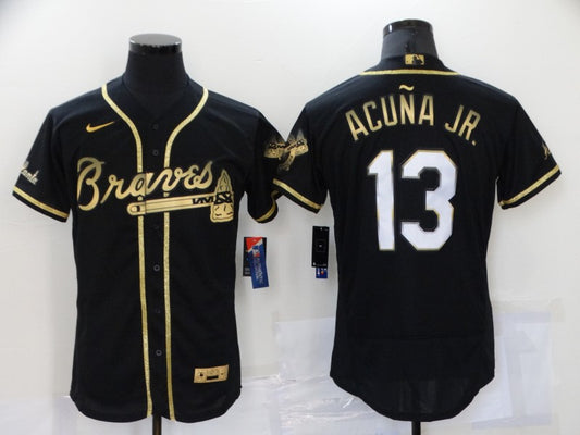 Men’s Atlanta Braves Ronald Acuna Jr. #13 Black Stitched Jersey