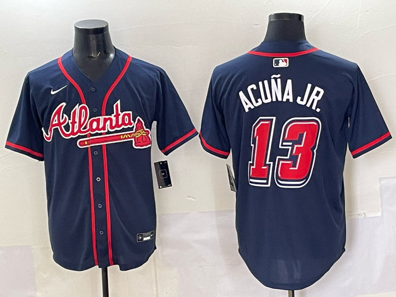 Men’s Atlanta Braves Ronald Acuna Jr. #13 Navy 2025 MLB Speedway Classic Alternate Limited Jersey