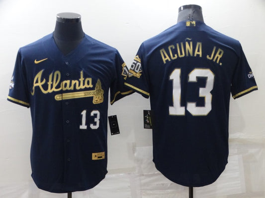 Men’s Atlanta Braves Ronald Acuna Jr. #13 Navy Stitched Jersey