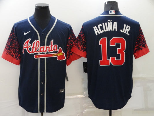 Men’s Atlanta Braves Ronald Acuna Jr. #13 Navy Stitched Jersey