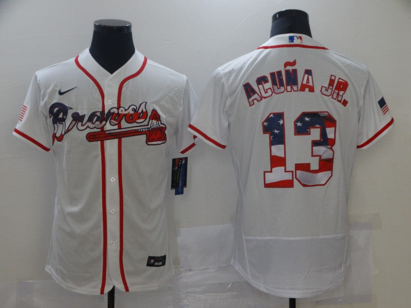 Men’s Atlanta Braves Ronald Acuna Jr. #13 White Authentic Jersey