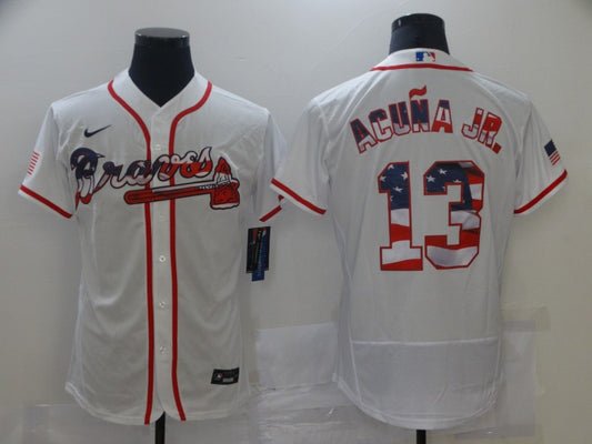 Men’s Atlanta Braves Ronald Acuna Jr. #13 White Authentic Jersey
