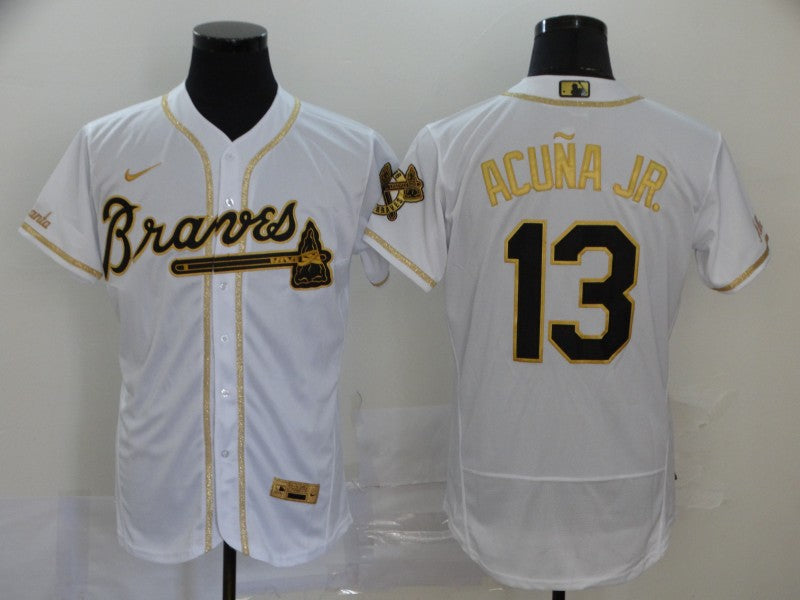 Men’s Atlanta Braves Ronald Acuna Jr. #13 White Jersey