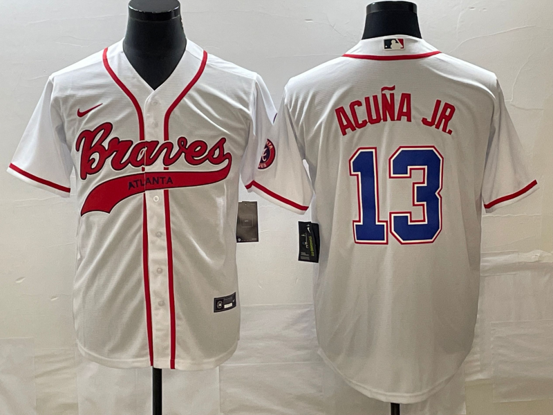 Men’s Atlanta Braves Ronald Acuna Jr. #13 White Jersey Joint Edition