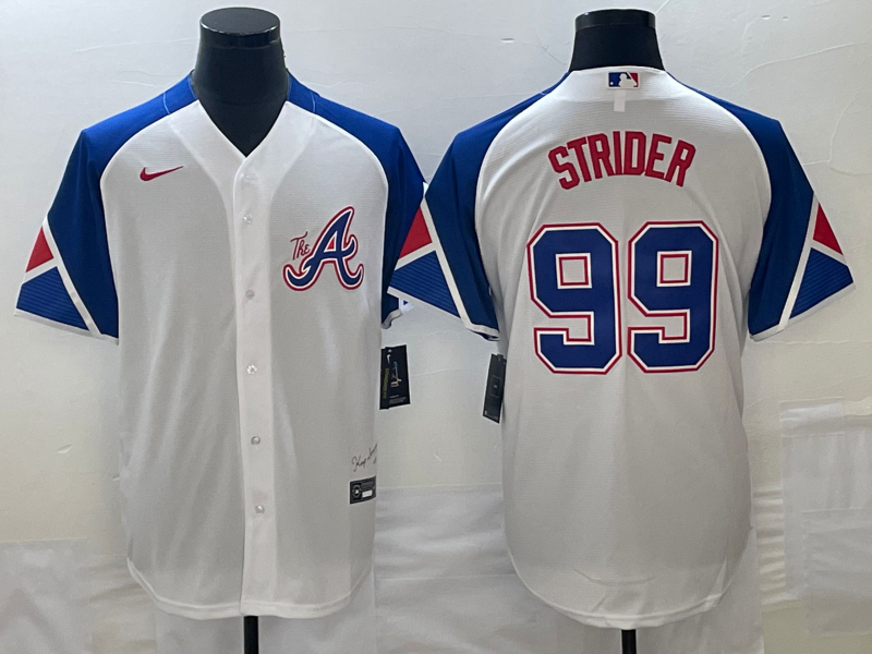 Men’s Atlanta Braves Spencer Strider #99 White 2023 City Connect Jersey