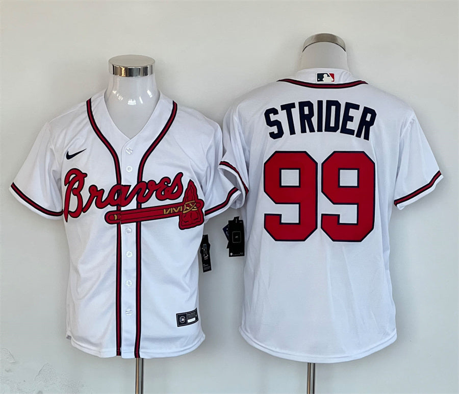 Men’s Atlanta Braves Spencer Strider #99 White Jersey