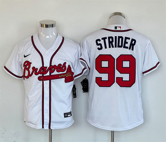 Men’s Atlanta Braves Spencer Strider #99 White Jersey