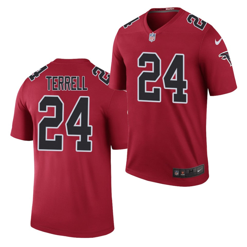 Men’s Atlanta Falcons #24 A.J. Terrell Nike Red Color Rush Legend Jersey