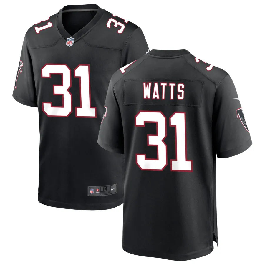 Men’s Atlanta Falcons #31 Xavier Watts Nike Black Throwback Limited Jersey