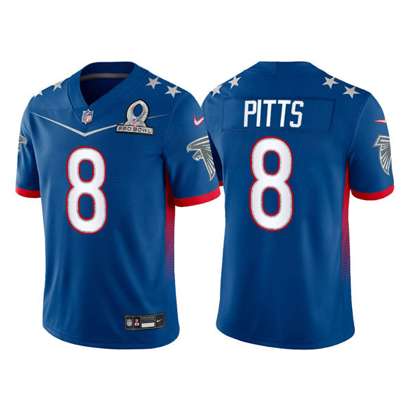 Men’s Atlanta Falcons #8 Kyle Pitts Royal 2022 NFC Pro Bowl Game Jersey