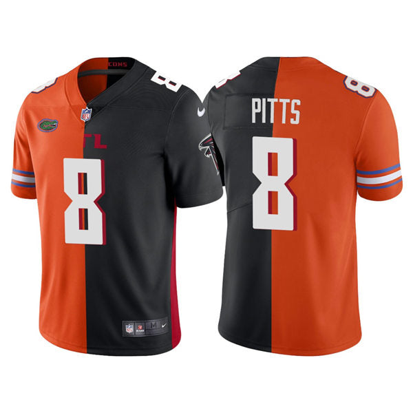 Men’s Atlanta Falcons Florida Gators Mix #8 Kyle Pitts Orange Black Split Two Tone Jersey