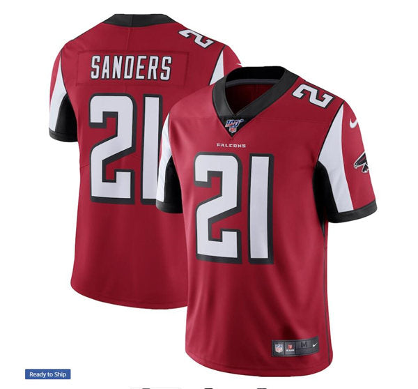 Men’s Atlanta Falcons Retired Player #21 Deion Sanders Nike Red NFL 100 Retired Vapor Limited Jersey
