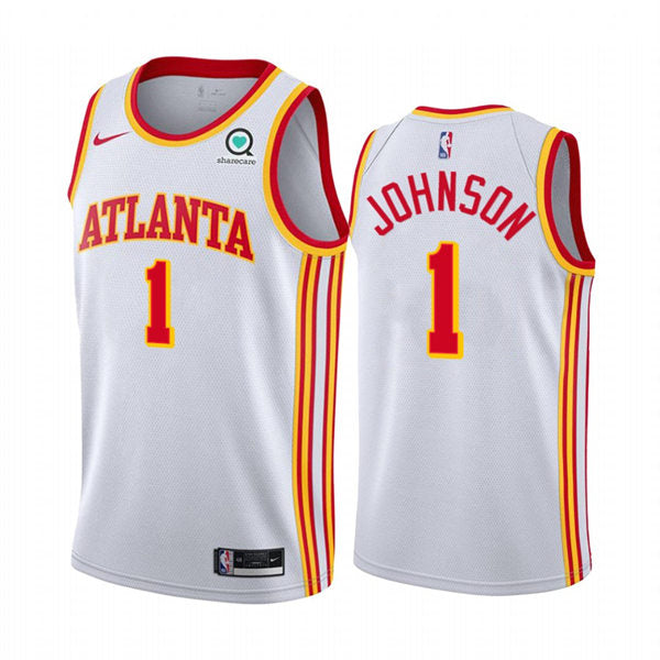 Mens Atlanta Hawks #1 Jalen Johnson Nike White Association Edition Swingman Jersey