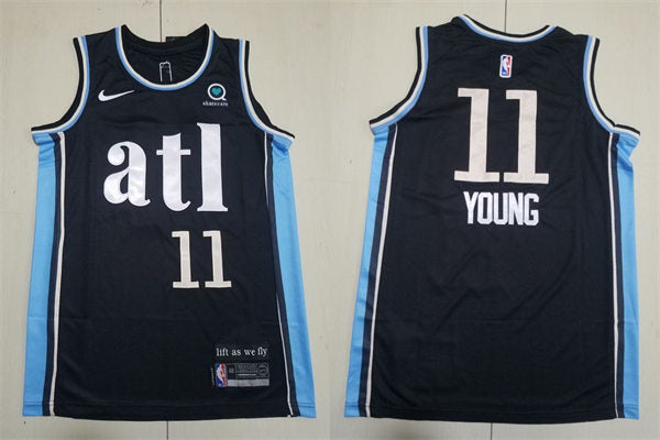 Mens Atlanta Hawks #11 Trae Young 2023-24 ATL City Edition Swingman Jersey Black
