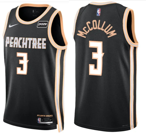 Mens Atlanta Hawks #3 CJ McCollum Black 2025-26 City Edition Swingman Jersey