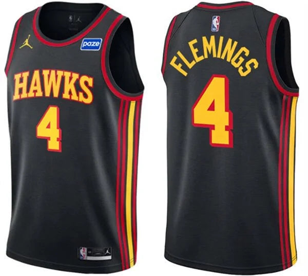 Mens Atlanta Hawks #4 Kingston Flemings Black Statement Edition Swingman Jersey