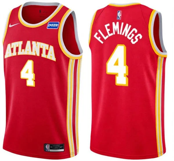 Mens Atlanta Hawks #4 Kingston Flemings Red Icon Edition Swingman Jersey