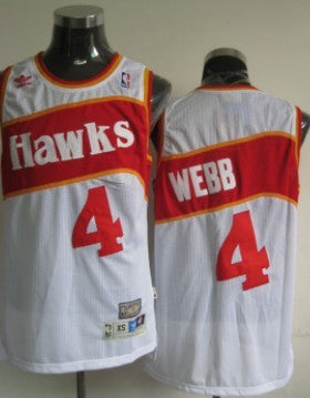 Men’s Atlanta Hawks #4 Spud Webb White Throwback Swingman Jersey