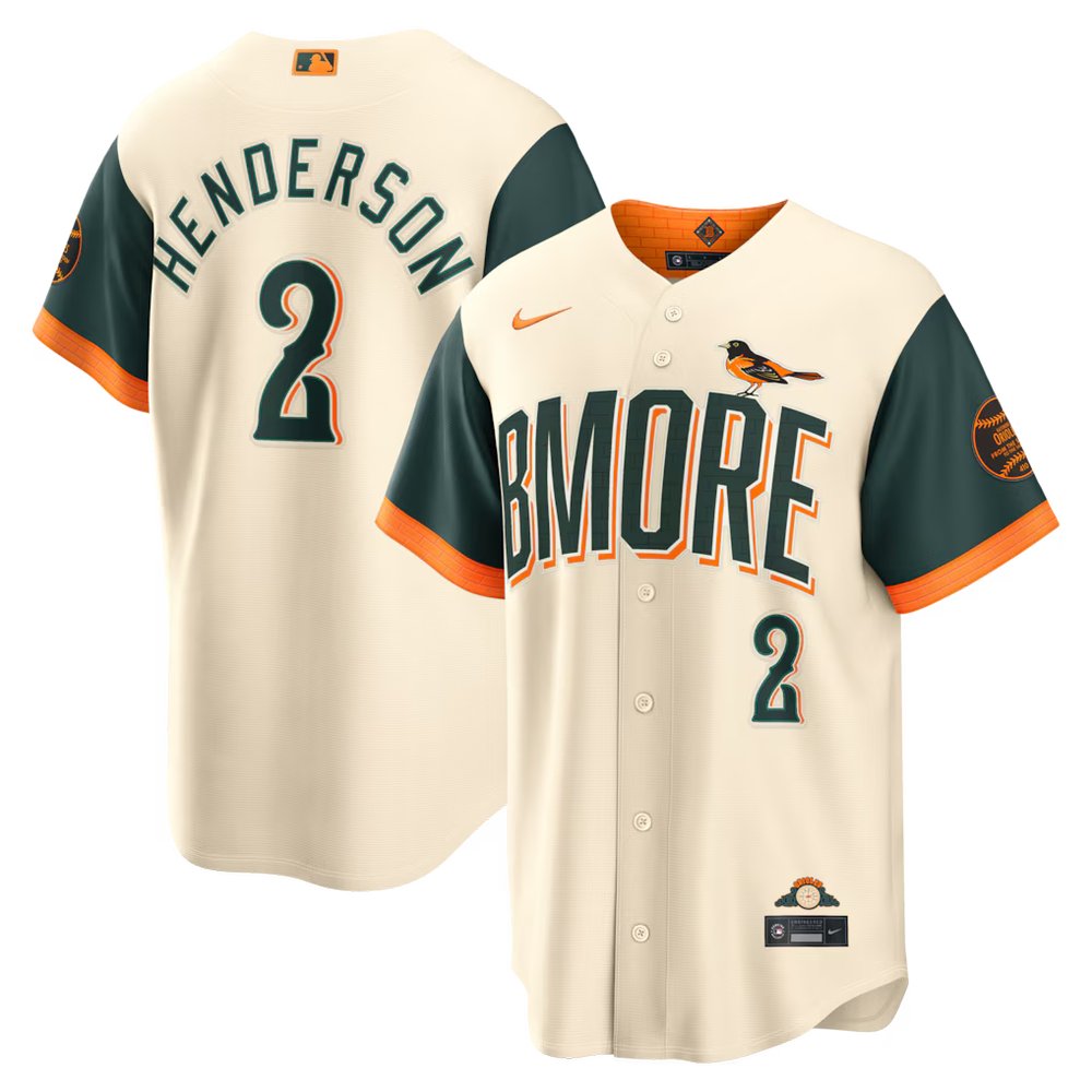 Men’s Baltimore Orioles #2 Gunnar Henderson Nike Natural 2026 City Connect Stadium Jersey