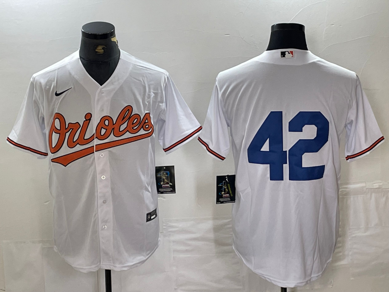 Men’s Baltimore Orioles #42 White 2024 Jackie Robinson Day Home Limited Jersey