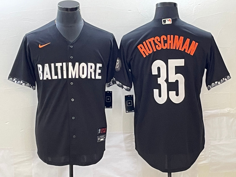 Men’s Baltimore Orioles Adley Rutschman #35 Black 2023 City Connect Jersey