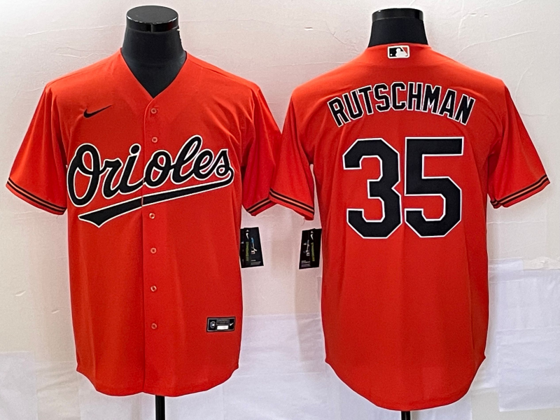 Men’s Baltimore Orioles Adley Rutschman #35 Orange Jersey