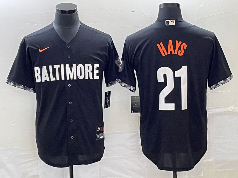 Men’s Baltimore Orioles Austin Hays #21 Black 2023 City Connect Jersey