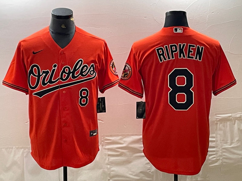 Men’s Baltimore Orioles Cal Ripken Jr. #8 Orange Baseball Jersey