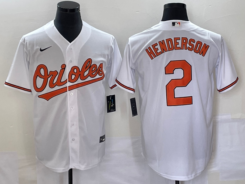 Men’s Baltimore Orioles Gunnar Henderson #2 White Home Jersey