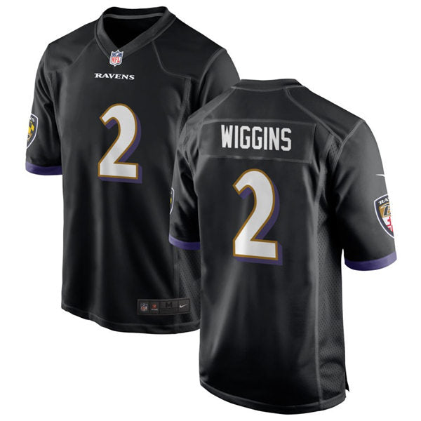 Men’s Baltimore Ravens #2 Nate Wiggins Nike Black Alternate Vapor Limited Player Jersey