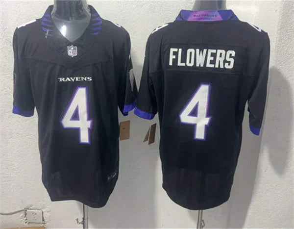 Men’s Baltimore Ravens #4 Zay Flowers Nike 2026 Next Flight Black Alternate Vapor F.U.S.E Limited Jersey