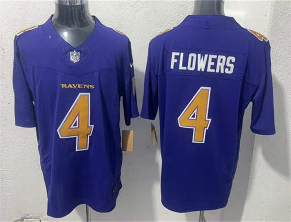 Men’s Baltimore Ravens #4 Zay Flowers Nike Purple Alternate Vapor F.U.S.E 2026 Next Flight Jersey