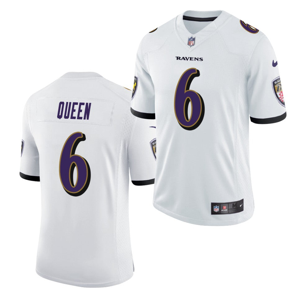 Men’s Baltimore Ravens #6 Patrick Queen Nike White Vapor Untouchable Limited Jersey