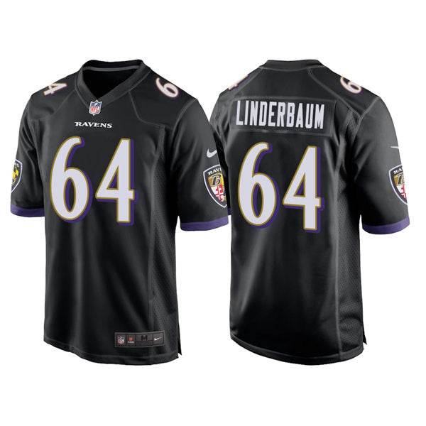 Men’s Baltimore Ravens #64 Tyler Linderbaum Nike Black Alternate Vapor Limited Player Jersey