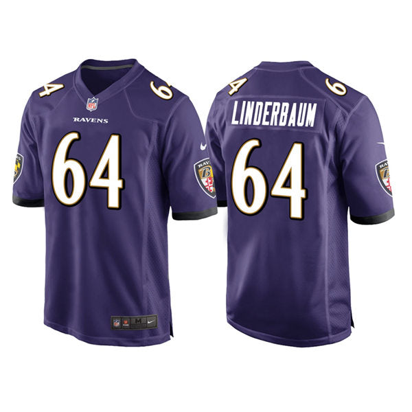 Men’s Baltimore Ravens #64 Tyler Linderbaum Nike Purple Vapor Limited Player Jersey