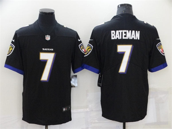 Men’s Baltimore Ravens #7 Rashod Bateman Nike Black Vapor Untouchable Limited Jersey
